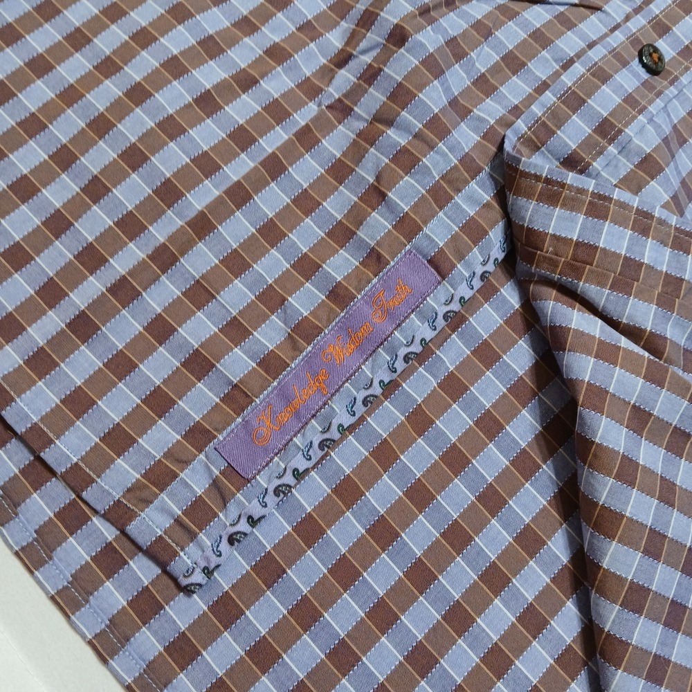 Robert Graham Mens Cotton Multicolor Shadow Plaid Stretch Dress Shirt Size Small - Picture 8 of 9